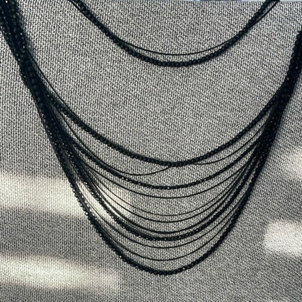 Black Cascading Multi-Layered Necklace - Picture 12 of 16